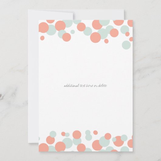 Koraal en Mint Bubbles Confetti Wedding Kaart (Achterkant)