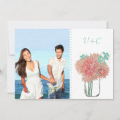 Koraal en Mint Chrysanthemum in een Mason Jar Kaart (Achterkant)