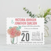 Koraal en Mint Chrysanthemum in een Mason Jar Kaart (Staand voorkant)