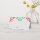 Koraal en Mint Dahlia Floral Wedding Plaatskaartje (Voorkant)