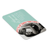 Koraal en Mint Damask Foto Wedding Save the Date Magneet (Rechterzijde)