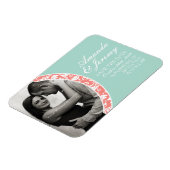 Koraal en Mint Damask Foto Wedding Save the Date Magneet (Linkerzijde)