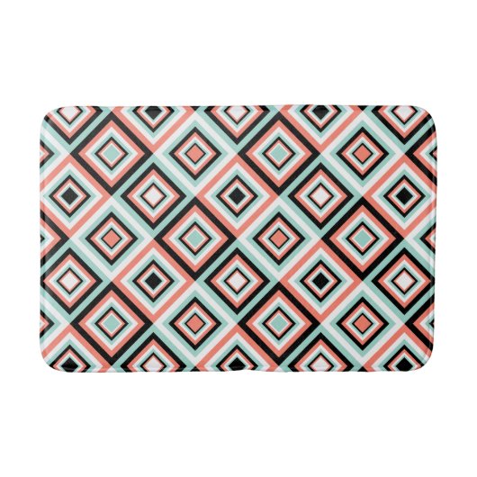 Koraal en Mint Diamond Pattern Bath Mat (Voorkant)