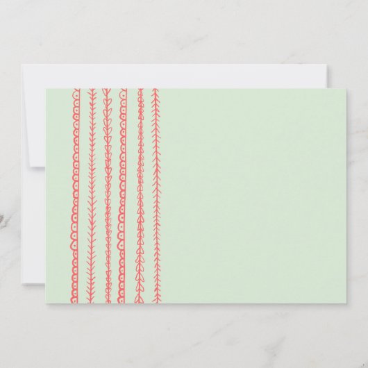 Koraal en Mint Fun Doodles Wedding Invitations Kaart (Achterkant)