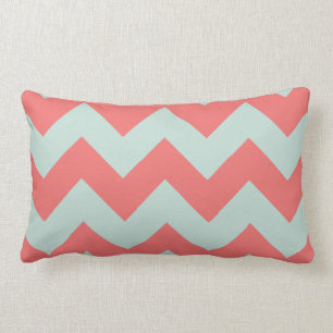 Koraal en Mint Green Chevron Pillow Kussen