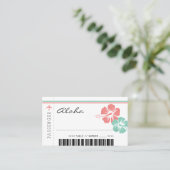 Koraal en Mint Groene Hibiscus Bloemen Zitplaatsen Plaatskaartje (Staand voorkant)