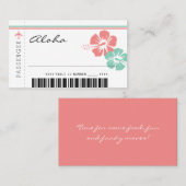 Koraal en Mint Groene Hibiscus Bloemen Zitplaatsen Plaatskaartje (Voorkant / Achterkant)