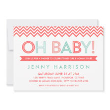 Koraal en Mint Modern Chevron Baby shower