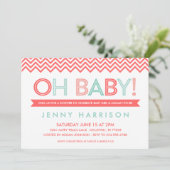 Koraal en Mint Modern Chevron Baby shower Kaart (Staand voorkant)