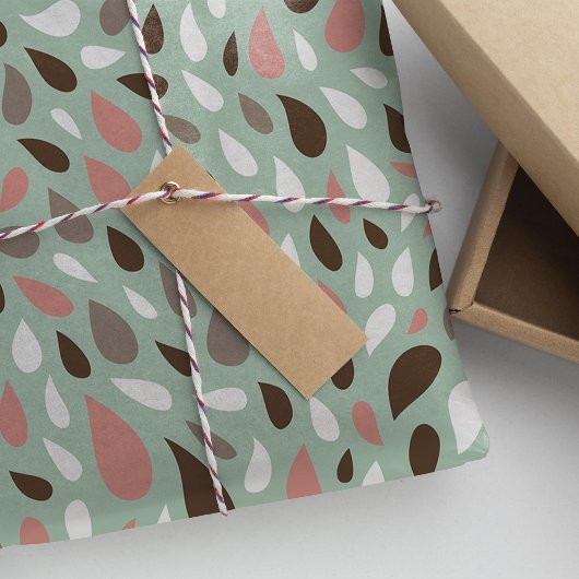 Koraal en Mint Regendruppels Patroon Tissuepapier