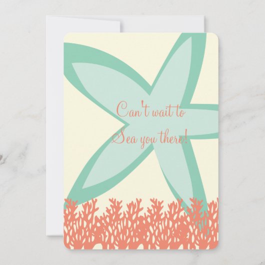 Koraal en Mint Starfish Bridal Shower Kaart (Achterkant)