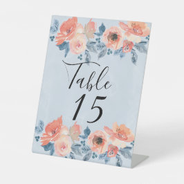 Koraal- en mosterdblauw-bruinkoolzaadnummer reclamebord met voetstuk