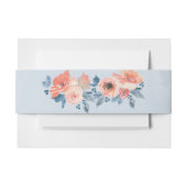 Koraal- en mosterdblauw-Floral Wedding Uitnodigingen Wikkel (Voorkant Voorbeeld)