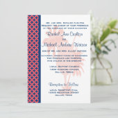 Koraal- en Navy Blue Beach Wedding-uitnodigingen Kaart (Staand voorkant)