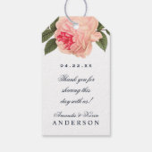 Koraal en Navy Blue Wedding Favor Gift Hang Label Cadeaulabel (Achterkant)