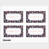 Koraal en Navy Chic  Bloemen Dank u Rechthoekige Sticker (Vel)