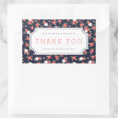 Koraal en Navy Chic  Bloemen Dank u Rechthoekige Sticker (Tas)