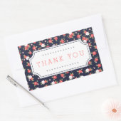 Koraal en Navy Chic  Bloemen Dank u Rechthoekige Sticker (Envelop)