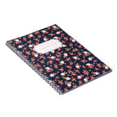 Koraal en Navy Chic  Bloemenprint Monogram Notitieboek (Rechterzijde)