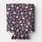 Koraal en Navy  Floral Monogram Blikjeskoeler (Achterkant)