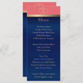 Koraal- en Navy Gold-harten - Menu (Voorkant / Achterkant)