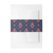 Koraal en Navy  Lattice Damask Uitnodigingen Wikkel (Voorkant Voorbeeld)