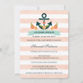 Koraal en Navy Nautisch Anker Baby shower Kaart (Voorkant)