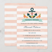 Koraal en Navy Nautisch Vrijgezellenfeest Kaart (Voorkant / Achterkant)