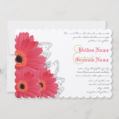 Koraal en Oranje Gerber Daisy Wedding Invitation Kaart (Voorkant)