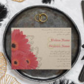 Koraal en Oranje Gerber Daisy Wedding Invitation Kaart