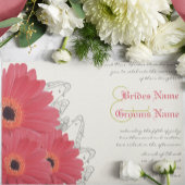 Koraal en Oranje Gerber Daisy Wedding Invitation Kaart