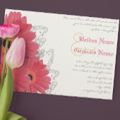 Koraal en Oranje Gerber Daisy Wedding Invitation Kaart