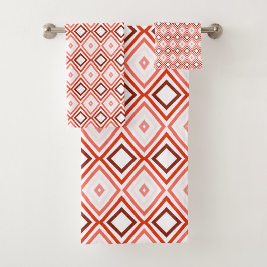 Koraal en Oranje moderne doekset Bad Handdoek (Insitu)
