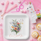 Koraal en Paarse Wildflower Vrijgezellenfeest Papieren Bordje (Feest)