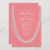 Koraal en parels Baby shower Nodig wit uit Kaart (Voorkant / Achterkant)