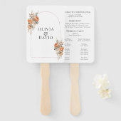 Koraal en perzik droge bloem bruiloft programma handwaaier (Voorkant en achterkant)