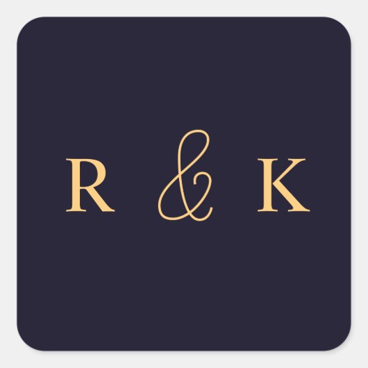 Koraal en perzik gepersonaliseerd monogram vierkante sticker (Voorkant)