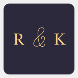 Koraal en perzik gepersonaliseerd monogram vierkante sticker