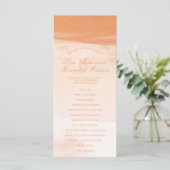 Koraal en perzik Waterverf Wash bruiloft programma Programmakaart (Staand voorkant)