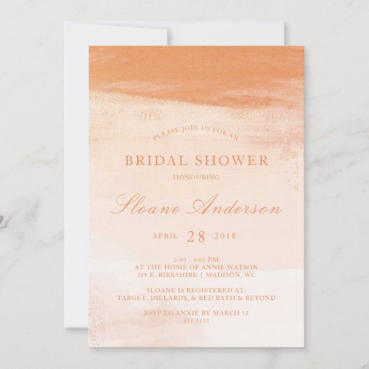 Koraal en perzik Waterverf Wash Vrijgezellenfeest Kaart (Voorkant)