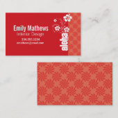 koraal en rode wervelkolom; Aloha Visitekaartje (Voorkant / Achterkant)