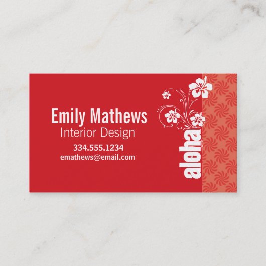koraal en rode wervelkolom; Aloha Visitekaartje (Voorkant)