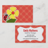 koraal en rode wervelkolom; Lieveheersbeestje Visitekaartje (Voorkant / Achterkant)