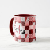 Koraal- en rood-patchwork-kantelmodel mok (Voorkant links)
