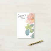 Koraal en Roze Aquarel Bloemen Post-it® Notes (Op bureau)