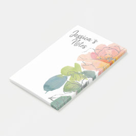 Koraal en Roze Aquarel Bloemen Post-it® Notes