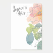 Koraal en Roze Aquarel Bloemen Post-it® Notes (Voorkant)