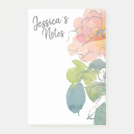 Koraal en Roze Aquarel Bloemen Post-it® Notes
