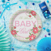 Koraal en Roze Bloemen Baby shower Papier Borden Papieren Bordje (Feest)