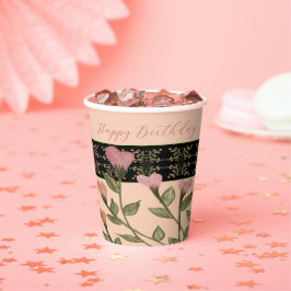 Koraal en roze bloemig papieren bekers